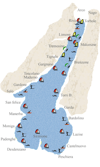 Map Lake Garda water sports